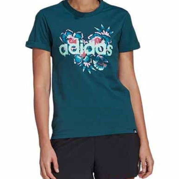 adidas Tops - Adidas Farm Rio Floral Print Rolled-Up Short Sleeves Round Neck T-Shirt